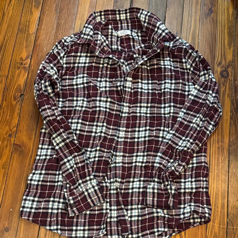 Croft & Barrow Burgundy and White Plaid Shirt